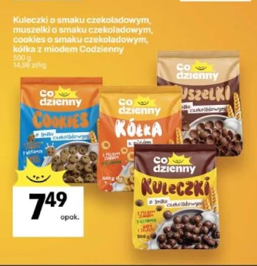Płatki śniadaniowe kuleczki o smaku czekoladowym Codzienny +3 warianty