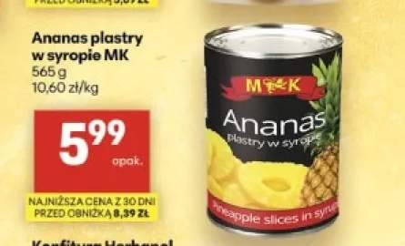 Ananas w puszce plastry w syropie MK