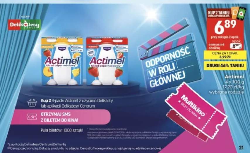 Jogurt pitny Actimel wieloowocowy 4-pak +1 wariant