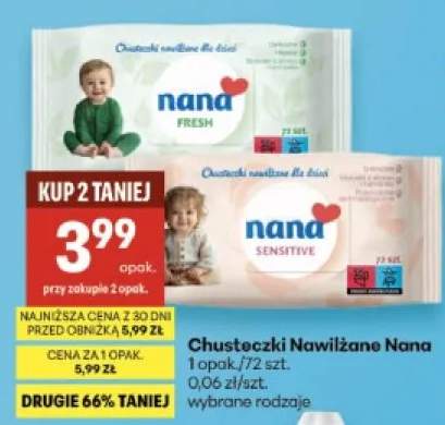 Chusteczki nawilżane dla dzieci Nana Fresh +1 wariant