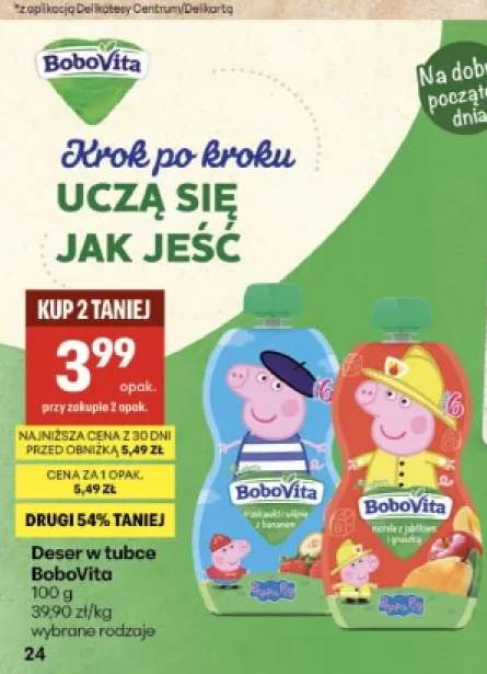 Deser w tubce BoboVita Truskawki i wiśnie z bananem +1 wariant