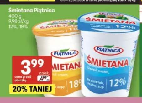 Śmietana Piątnica 12% +1 wariant