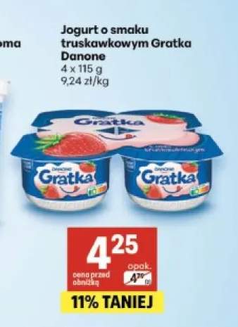 Jogurt o smaku truskawkowym Gratka Danone 4-pak