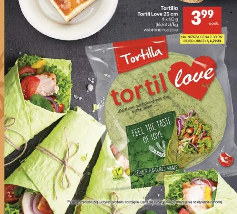 Tortilla szpinakowa Tortil Love 4-pak 60 g