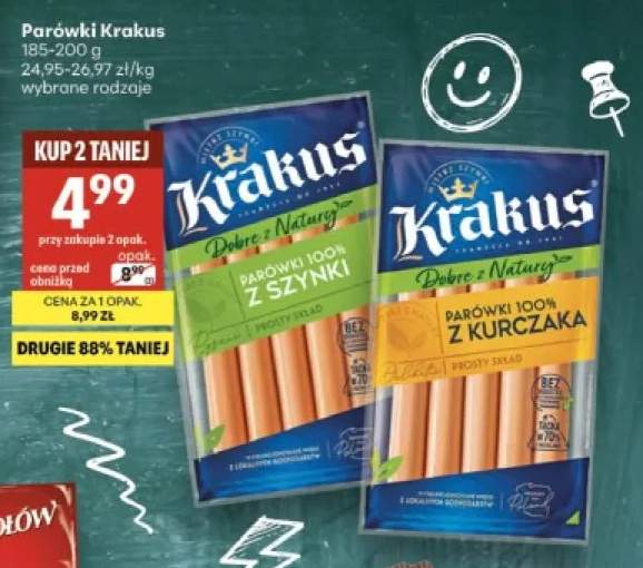 Parówki 100% z kurczaka Krakus +1 wariant