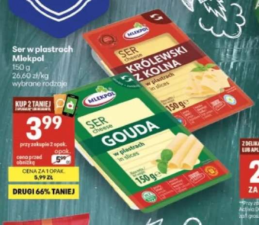 Ser gouda w plastrach Mlekpol +1 wariant