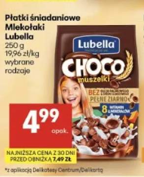 Płatki śniadaniowe Lubella Mlekołaki Choco muszelki