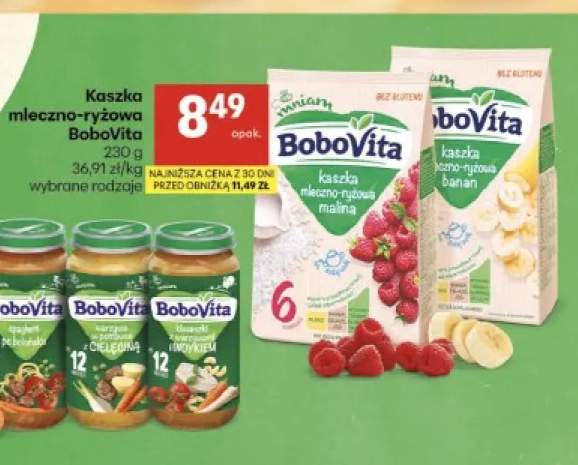 Kaszka mleczno-ryżowa malina BoboVita +1 wariant