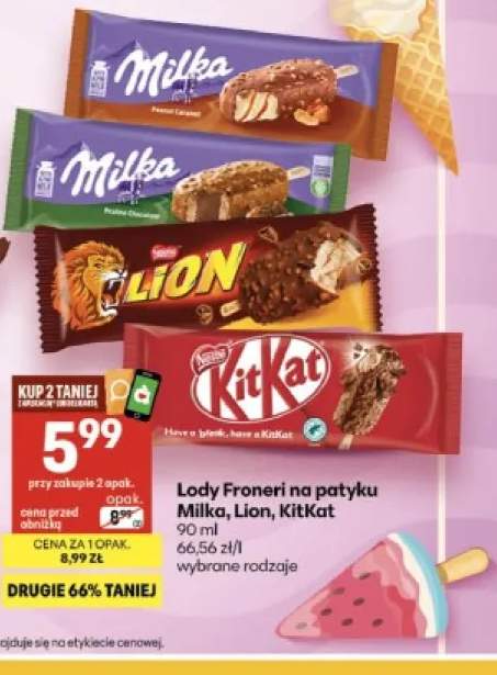 Lody na patyku Milka Peanut Caramel +3 warianty