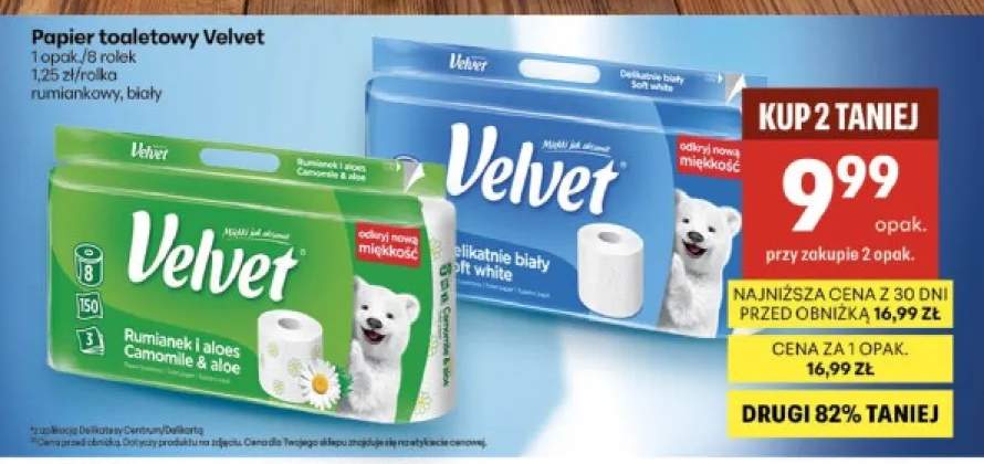 Papier toaletowy Velvet rumiankowy 8-pak +1 wariant