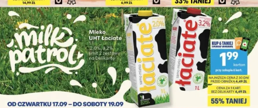 Mleko UHT Łaciate 2,0% +1 wariant