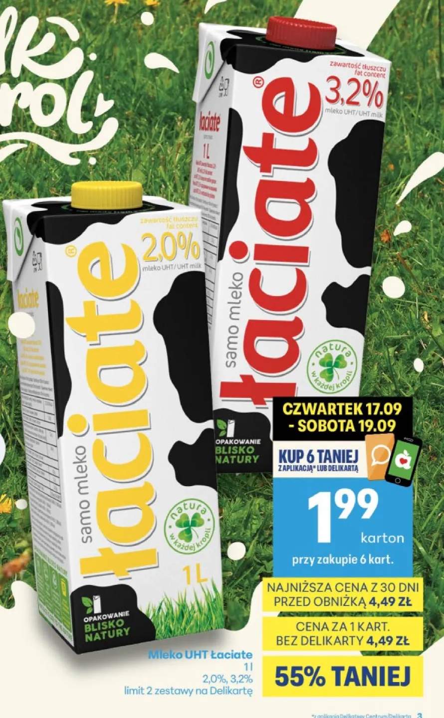 Mleko UHT Łaciate 2,0% +1 wariant
