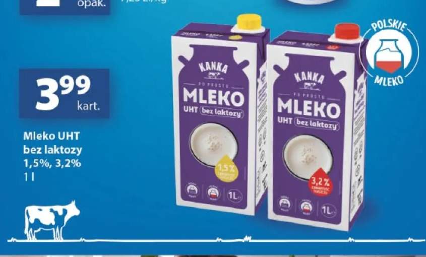 Mleko UHT bez laktozy Kanka 1,5% +1 wariant