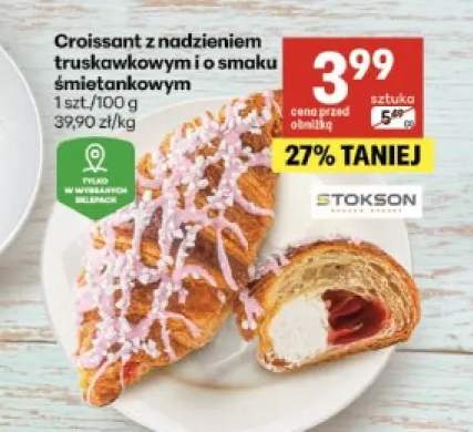 Croissant z nadzieniem truskawkowym i o smaku śmietankowym Stokson