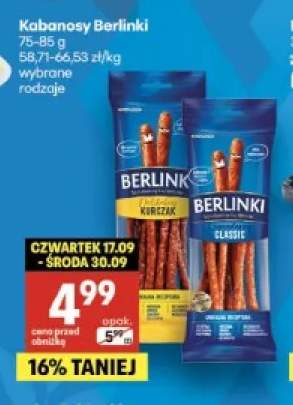 Kabanosy Berlinki kurczak +1 wariant