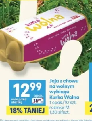 Jajka kurze z chowu na wolnym wybiegu Kurka Wolna M