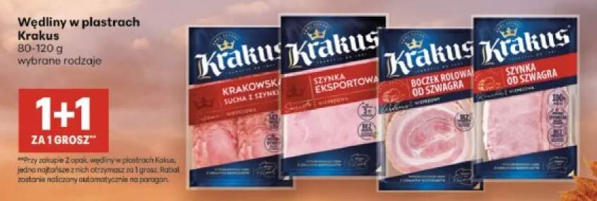 Wędliny w plastrach Krakus krakowska sucha z szynki +3 warianty