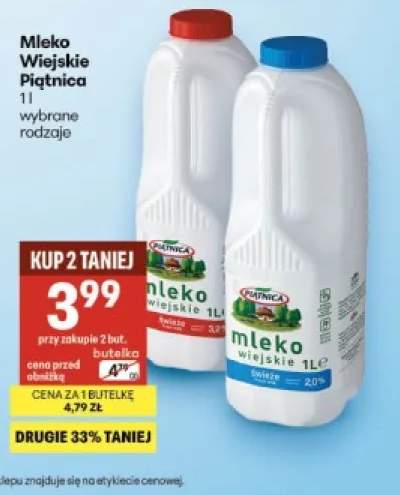 Mleko wiejskie Piątnica 3,2% +1 wariant