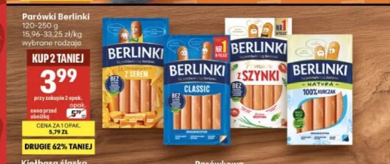 Parówki Berlinki z serem +3 warianty