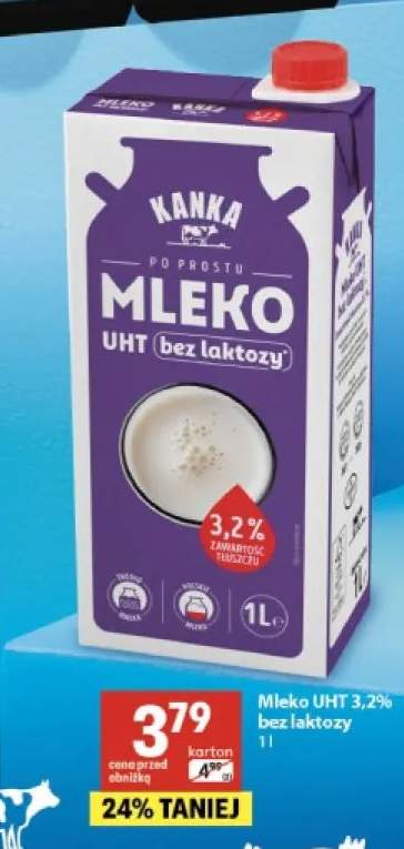 Mleko UHT bez laktozy Kanka 3,2%