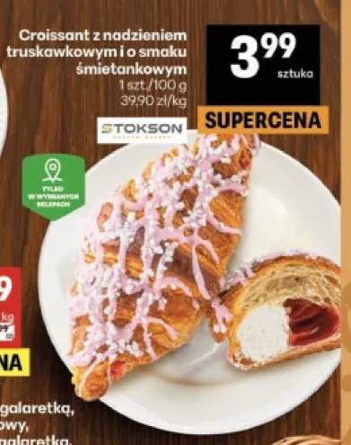 Croissant z nadzieniem truskawkowym i o smaku śmietankowym Stokson