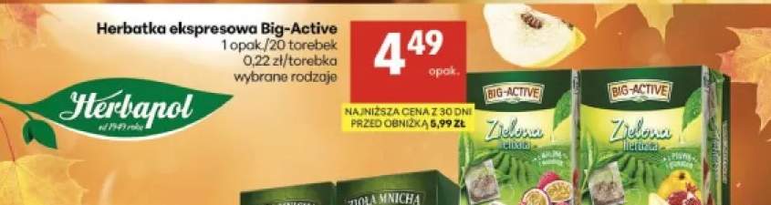 Herbatka ekspresowa Big-Active zielona malina z marakują +1 wariant