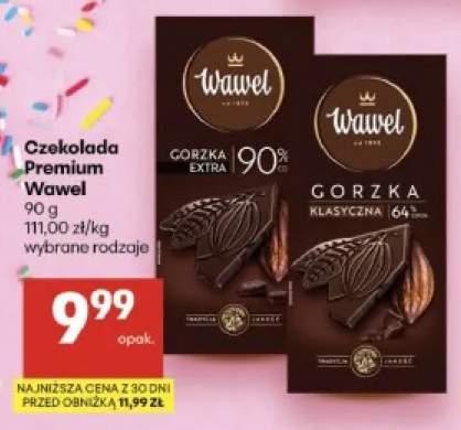 Czekolada Premium Wawel gorzka extra 90% +1 wariant