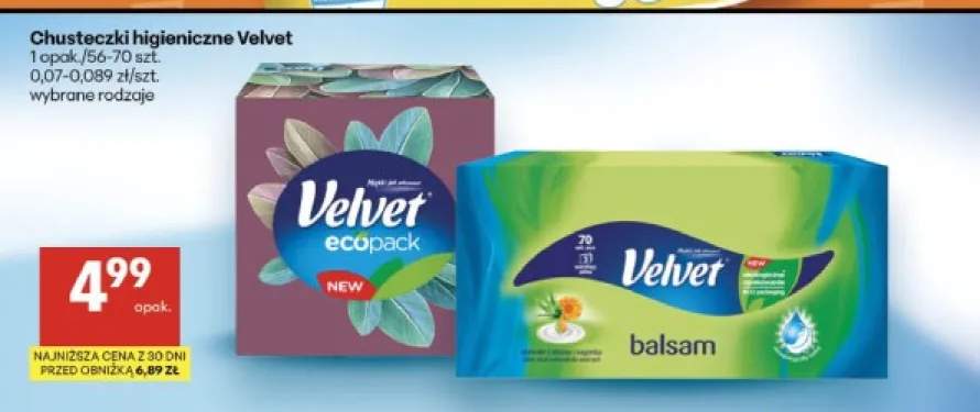 Chusteczki higieniczne Velvet