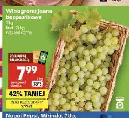 Winogrona jasne bezpestkowe