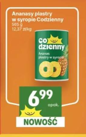 Ananas w puszce plastry w syropie Codzienny