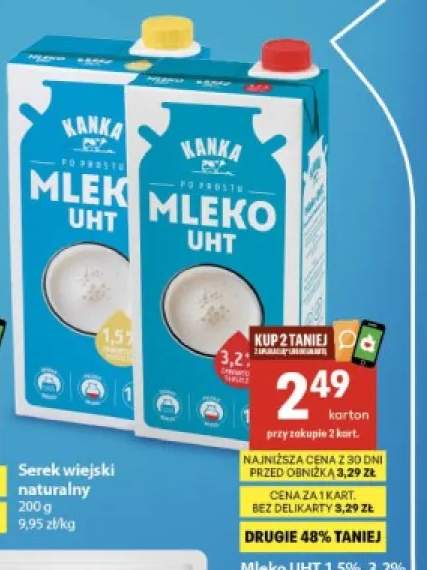 Mleko UHT Kanka 1,5% +1 wariant