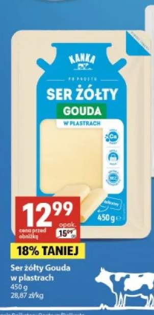 Ser żółty Gouda w plastrach Kanka