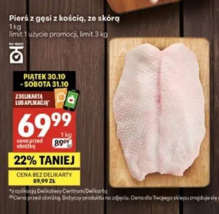 Pierś z gęsi z kością ze skórą