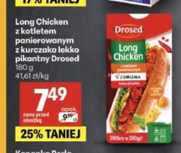 Long Chicken z kotletem panierowanym z kurczaka lekko pikantny Drosed