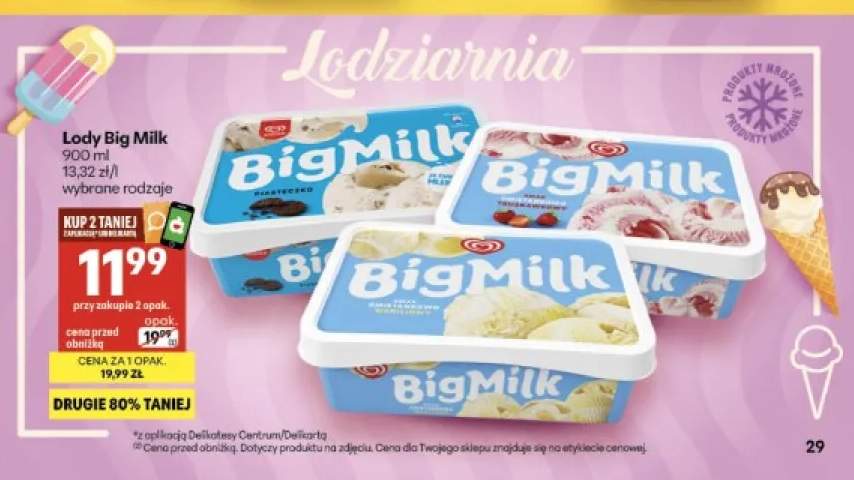 Lody Big Milk ciasteczko +3 warianty